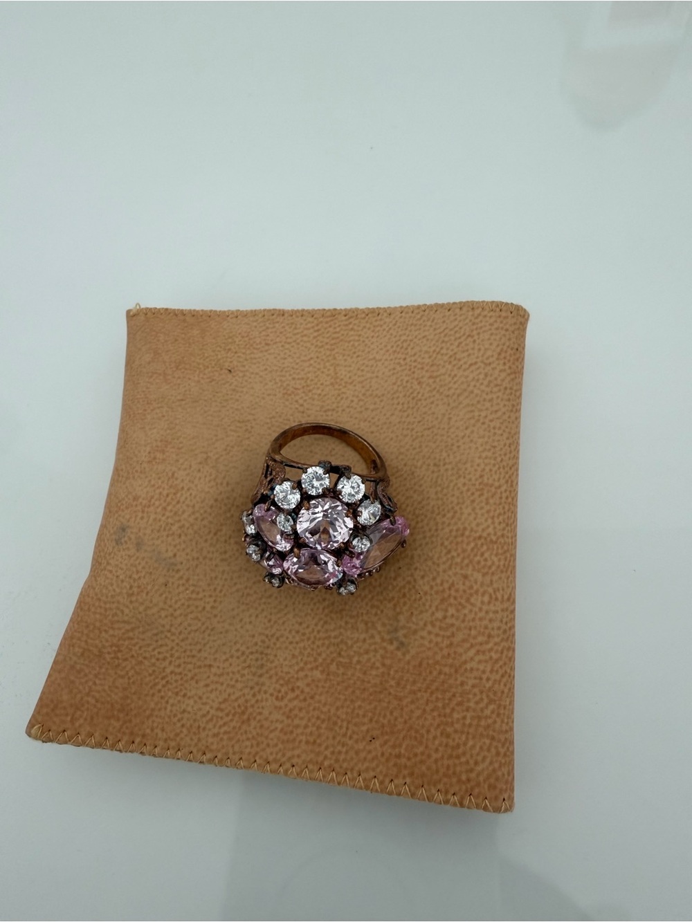 Vintage-Inspired Pink Crystal Cluster Ring by Arté Madrid